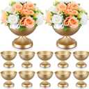 12 Pcs Gold Urn Vases for Centerpieces 6 Inch Hammered Compote Bowl Vases Set for Wedding Vintage Metal Vase Table Decoration with Anti-Slip Mat for Christmas Anniversary Party