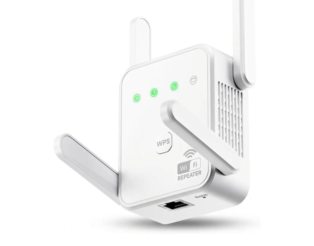 1200Mbps WiFi Extender Signal Booster for Home, Dual Band 5GHz/2.4GHz Wireless Internet Repeater with 4 External Antennas, Covers Up to 3600 Sq.ft & Supports 80 Devices, AP Mode with Ethernet Port