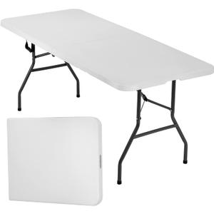 FDW Folding Half Portable Foldable Table for Parties Backyard Events (White, 6 FT 70 * 29) (White, 6 FT)