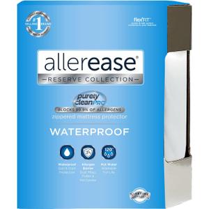 AllerEase Waterproof Mattress Protector Stain Protection Queen Size Allergen Barrier Hot Water Washable Machine Washable Durable Zippered Knit Mattress Cover Stretch Corners (White)