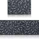 2 Set of Halloween Kitchen Mat 20x60 and 20x30 Inch Black Dancing Skeleton Kitchen Rug Non-Slip Washable Rug for Halloween Home Decor