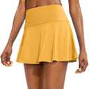 SANTINY Pleated Tennis Skirt for Women with 4 Pockets Women's High Waisted Athletic Golf Skorts Skirts for Running Casual (Yellow)