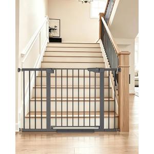 Cumbor 30-48 in Baby Gate for Stairs, Auto Close Dog Gate Indoor Cool Gray