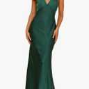 Vubiya Satin V Neck Maxi Dress S