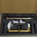 Wall Mount Tub Filler AUU Brushed Gold Bathtub Faucet Long Spout Reach, 2 Level Handles Wall Mount Tub Faucet with Brass Rough in Valve Included