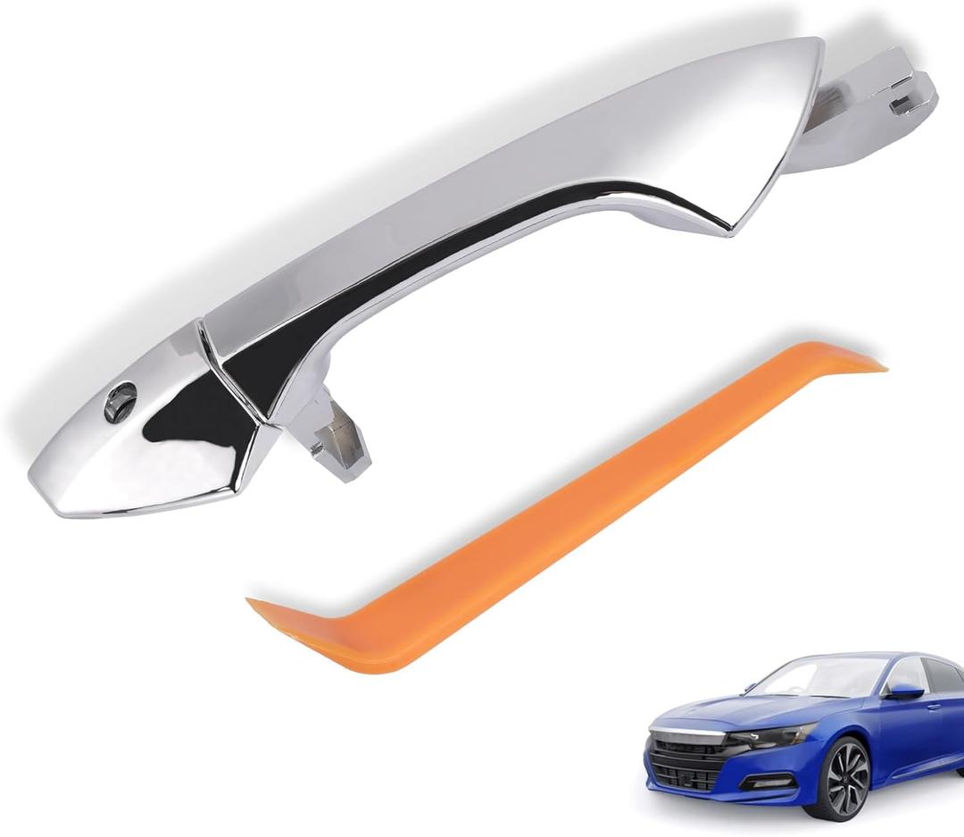 Front Left Chrome Exterior Door Handle Compatible with Honda Accord 2008-2012 Outer Driver Side with Keyhole, Cover and Removal Tool 72181-TA5-A11 72683-TA5-A11