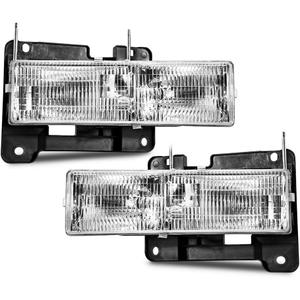 EPIC LIGHTING OE Style Halogen Headlights Assembly Replacement for CHEVROLET GMC 88-02 C10 K10 BLAZER YUKON TAHOE SUBURBAN [ GM2502101 GM2503101 15034929 15034930 ] Pair (Driver + Passenger Side)