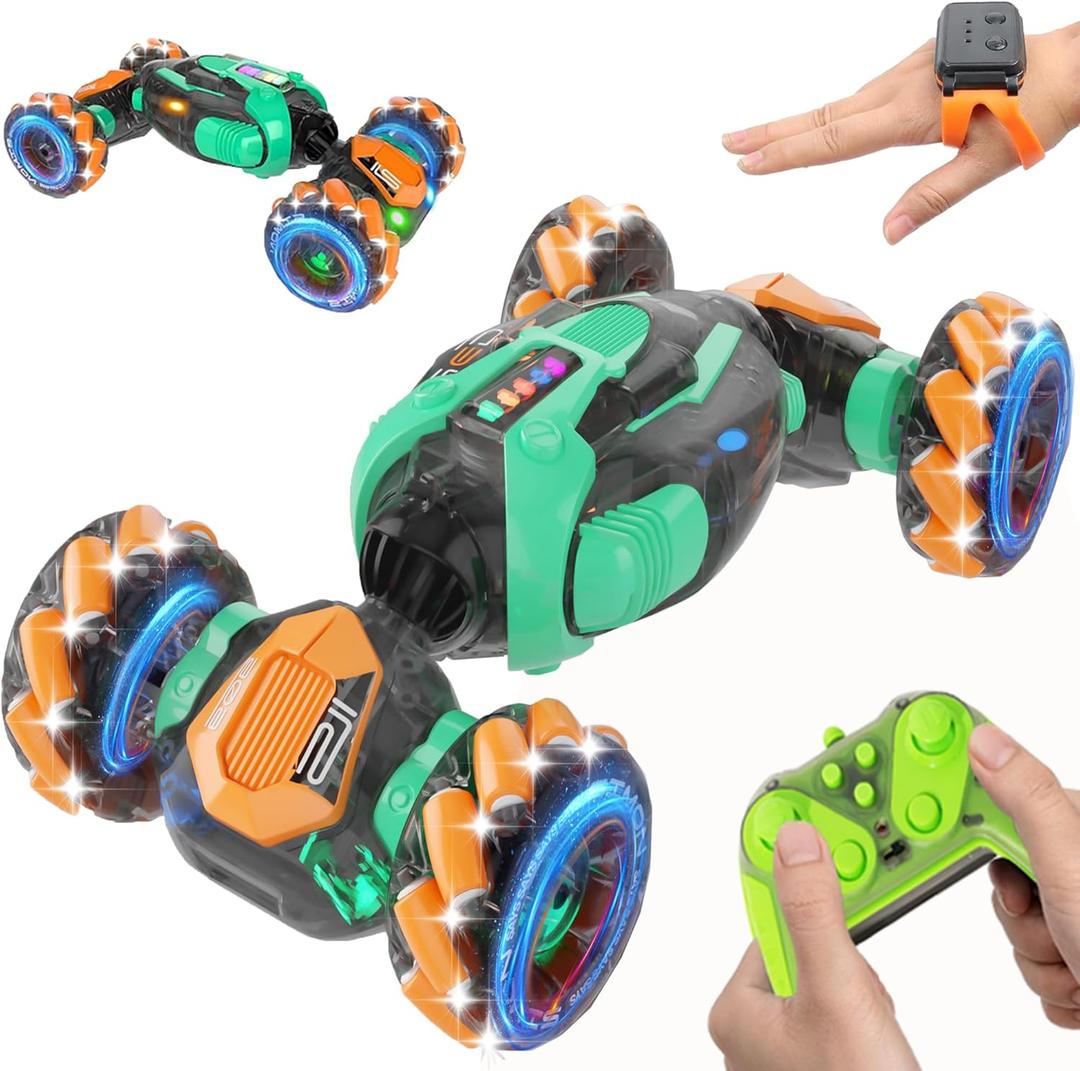 Gesture Sensing RC Stunt Car - Boys Toys Age 6-8-12, 360 Rotating 4WD Hand Controlled Remote Control Twist Car with Light & Music, Cool Toys and Ideas Gifts for Children Age 7 9 10 11 12 Years Old