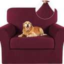 Turquoize 2 Piece Chair Covers Chair Slipcovers For Living Room Armchair Sofa Covers Chair Couch Cover with Arms Washable Furniture Protector for Chairs Feature Thick Jacquard Fabric (Chair, Burgundy)
