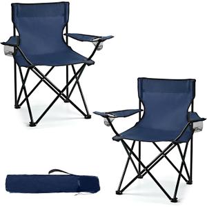 2 Pack Lightweight Camping Chairs for Adults & Teens, 250LBS Capacity Foldable Portable Chairs with Carry Bag, Compact Design for Camping, Beach, Picnics, and Outdoor Events (Medium)