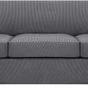 H.VERSAILTEX 4 Piece Stretch Sofa Covers for 3 Cushion Couch Covers for Living Room Furniture Slipcovers (Base Cover Plus 3 Seat Cushion Covers) Upgraded Thicker Jacquard Fabric (XL Sofa, Grey)