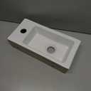 Lordear Wall Mount Sink 18x10 Inch Rectangle Bathroom Sink with Single Faucet Hole White Porcelain Ceramic 18 Inch Bathroom Wall Maunted Sink Right Hand