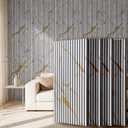 4 Pack 47.2" × 23.6" Wood Slat Acoustic Wall Panels, White Marble, 4PC