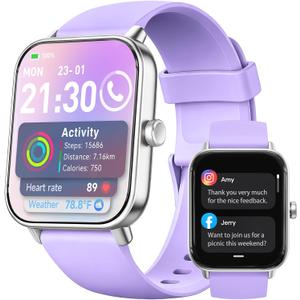 Smart Watch for Women,1.85 inch AMOLED Touchscreen for Android & iPhone Alexa Built-in Bluetooth Calls,Fitness Watch 110+ Sport Modes Heart Rate/Sp02/Sleep/Calories Monitor IP68 Waterproof