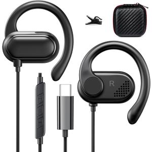 USB C Headphone Open Ear Sport Headset for iPad 10th Generation MacBook Air iPhone 16 15 Pro 16e iPad Air Galaxy Tab A9 Plus Note 20 Wired Type USB-C Earbuds with Microphone Volume Control Earphones