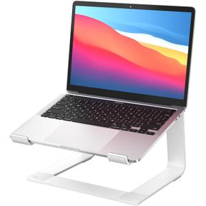 GleYo Laptop Stand for Desk Portable Computer Riser Metal Notebook Holder Printer Stand Office Desk Accessories Compatible with MacBook Air, Pro, Dell, HP, Lenovo and All 10-16" Laptops, Silver
