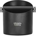 6.3 Inch Stainless Steel Knock Box Espresso Large Capacity with Non-Slip Base Espresso Knock Box Black Coffee Knock Box with Removable Knock Bar Espresso Machine Accessories