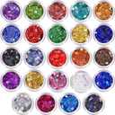 LEOBRO Glitter, 24 Jars Holographic Chunky Glitter for Crafts, Resin, Sequins for Crafts, Hair Face Body Makeup Nail, DIY Arts and Craft, Party Christmas Decorations