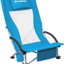 KingCamp Low Beach Chairs, Portable Folding Chair for Adults Extra Wide Ergonomic High Back Seat 300lbs Heavy Duty Lightweight Oversized Gear with Carry Bag for Outdoor Lawn Camping Picnic (Ergobreeze H Blue)