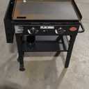 Char-Griller® Flat Iron 2-Burner Propane Gas Flat-Top Griddle with Steel Griddle Top, Wind Guards and Removable Lid, 520 Cooking Square Inches in Black, Model 8128
