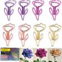 48 Pcs Metal Paper Clips Set - Multicolored Rose-Shaped Cute Paperclips for School and Office File Organization, Suitable for Party and Wedding Decor (ROSEFLOWER)