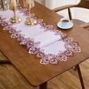 White Dark Red Jacquard Lace Table Runner 48 inches Long, Claret Dresser Scarf Table Topper for Kitchen Coffee Table Wedding Party Home Decor (Floral Dark Red, 16x48)