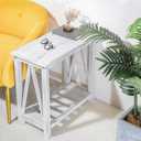 Farmhouse Narrow End Table Wooden Rustic White Side Tables, 24 inches x 12 inches x 24 inches