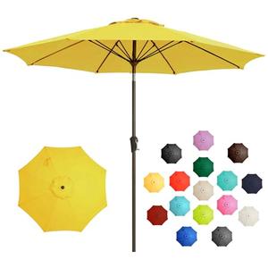 Large Outdoor Patio Umbrella Table Umbrella-UV Resistant,Easy Push Button Tilt and Crank,8 Sturdy Fiberglass Ribs Pool Umbrella for Patio,Backyard,Deck,Yellow