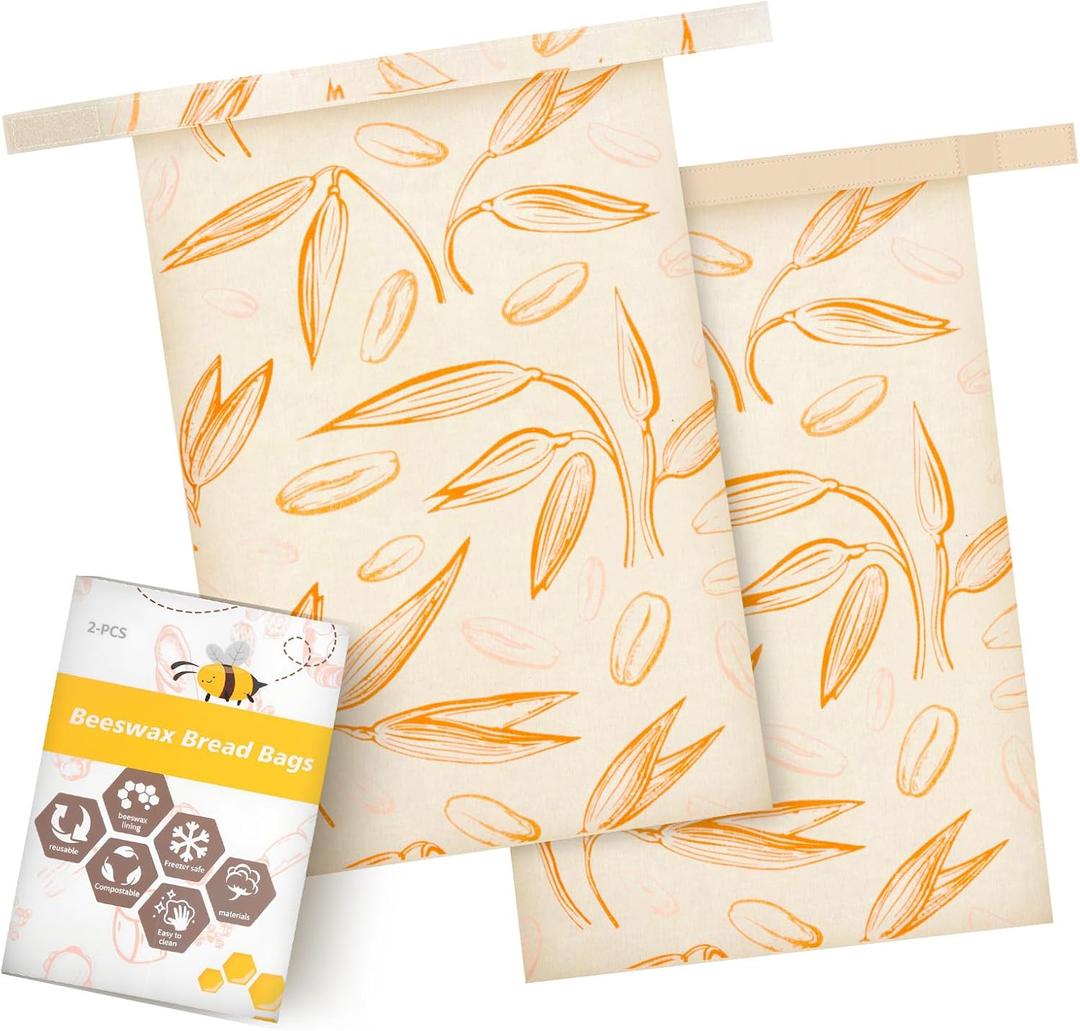 Bread Bags for Homemade Bread, Beeswax Bags for Sourdough, 12” X 17” Reusable Storage for homemade Fresh 2Pack Bread Bags for Homemade Bread, Beeswax Bags for Sourdough, 12” X 17” Reusable Storage for homemade Fresh 2Pack