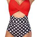 Eomenie Women's One Piece Swimsuits Tummy Control Cutout High Waisted Bathing Suit Wrap Tie Back 1 Piece Swimsuit Size M
