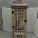 TIMRIS Large Rustic Wooden Metal Decorative Lantern Set of 2, Modern Farmhouse Floor Candle Lanterns with Drawer, Indoor/Outdoor Hanging Lanterns for Home Decor (No Glass)