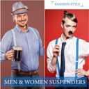 Handepo 6 Pack Y Back Style Unisex Suspenders Adjustable Rainbow Elastic Suspenders with Clip for Pants for Men Women (Elegant Color)