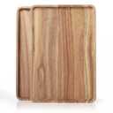 2 PCS Solid Acacia Wood Serving Trays 13 * 9 inch Rectangular Wooden Serving Platters Natural Wooden Boards for Bar Coffee Party（Wood Log Color）