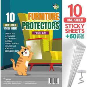 3 x HA SHI Cat Scratch Protector  Furniture Shield Sheets or Sticky Tape, Large Coverage, Pet Safe (Single-Sided)