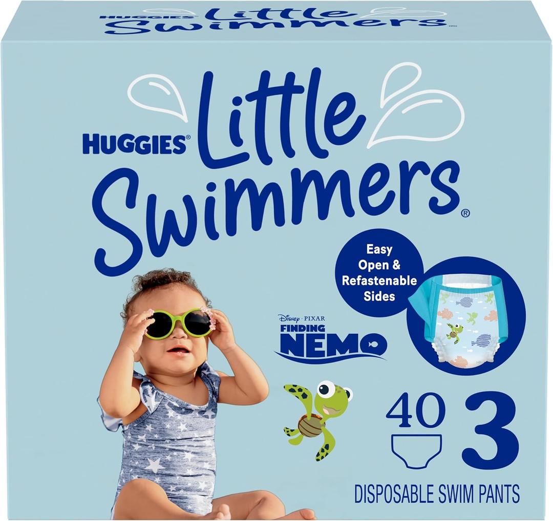 Huggies Little Swimmers Disposable Swim Diapers, Size 3 (16-26 lbs), 40 Ct (2 packs of 20), Packaging May Vary (Small)
