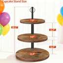 Cupcake Stand, 3 Tier Cake Stands Rustic Dessert Table Display Set Wood Cupcake Tower Cake Stand Tiered Tray Stand for Wedding Birthday Baby Shower 2 Pack