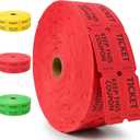 ESSENTIAL 4000 Pcs (2000 Pairs) Raffle Tickets Double Roll, Red Raffle Tickets Roll with Name and Phone Number, for Raffle, Events, Classroom, Entry, Class Reward & Door Prize (Red)