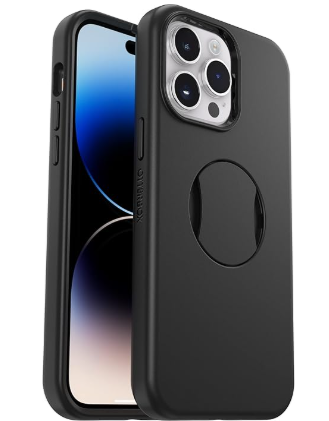 OtterBox iPhone 14 Pro MAX (Only) OtterGrip Symmetry Series Case - Black, Built-in Grip, Sleek case, Snaps to MagSafe, Raised Edges Protect Camera & Screen