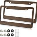 2PCS License Plate Frame Brown Blurred Rust-Proof Aluminum License Plate Frames Vehicle Accessory for Easy Car Decoration, Universal Fit (Round Hole)