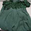 Plus Size Formal Dresses - V Neck 3/4 Sleeves Sequin Evening Gowns Prom Gala Wedding Guest Chiffon Long Maxi Dress (Green). 20 W