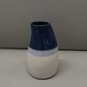 Ceramic Vase  5.9 Tall Handmade Blue and White Glazed Pottery for Home Decor  Modern Asymmetrical Flower Vase for Living Room, Shelf, Table Centerpiece  18oz / 500ml