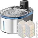 Wireless Cat Water Fountain Stainless Steel, 152oz/4.5L Cat Fountain Battery Operated, Cordless Pet Water Fountain for Cats & Dogs with Motion Sensor, Ultra Quiet Pump, 6 Filters