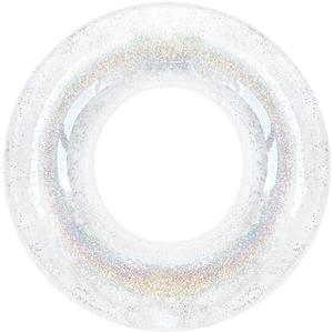 Polita Pool Float, Pool Floats Kids Summer Glitter Pool Tube with Confetti,Tube Pool Toys Beach Party, Transparent Inflatable Floating Tubes for Adults and Kids(Silver)