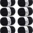 Cozyful Chunky Yarn for Hand Knitting - #10 Chunky Chenille Yarn, Jumbo Big Thick Chunky Yarns for Crocheting, Super Bulky Chunky Knit Blanket Yarns, 8 Skein (25 yds 8 oz Each Skein), Black