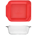 Pyrex 222-D 2.5Qt Deep Glass Baking Dish and 222-PC 2qt Red Lid - Made in USA 2 items