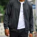 SAVKOOV Mens Loose Fit Lightweight Jacket Casual Stylish bomber Jacket (S)