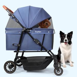 Dog Stroller for Large & Medium Dogs (20132 lbs), Pet Stroller for 2 Small Dogs, Cat Strollers for 2 Cats, Extra Large Heavy Duty, Foldable & Fully Ventilated Design, Blue