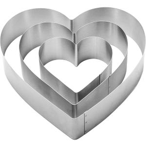 3PCS Heart Cookie Cutter Set, 4" 6" 8" Stainless Steel Sandwiches Cutter DIY Heart Cake Cutter Cake Molds Ring Set Mousse Mold Biscuit Cutter Valentines Cookie Cutters Pastry Cutters