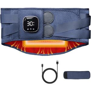 Cordless Heating Pad for Back, 60" Lower Back Massager for Pain Relief Deep Tissue, Lumbar Support Belt with 3 Heat, 3 Timing, 5 Vibration, Gifts for Men Women Mom Dad