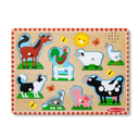 Melissa & Doug Farm Animals Sound Puzzle - Wooden Peg Puzzle with Sound Effects (8 pcs) Pack of 2
